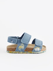 Niebieski w dinozaury - Leather Touch Fastening Corkbed Sandals - Image 2 of 5