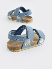 Niebieski w dinozaury - Leather Touch Fastening Corkbed Sandals - Image 3 of 5