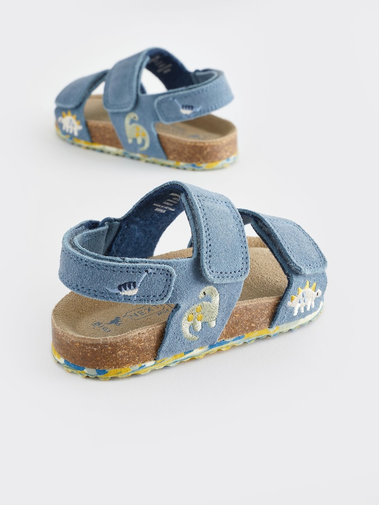 Niebieski w dinozaury - Leather Touch Fastening Corkbed Sandals - Image 3 of 5