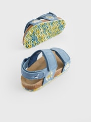 Niebieski w dinozaury - Leather Touch Fastening Corkbed Sandals - Image 4 of 5