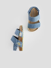Niebieski w dinozaury - Leather Touch Fastening Corkbed Sandals - Image 5 of 5