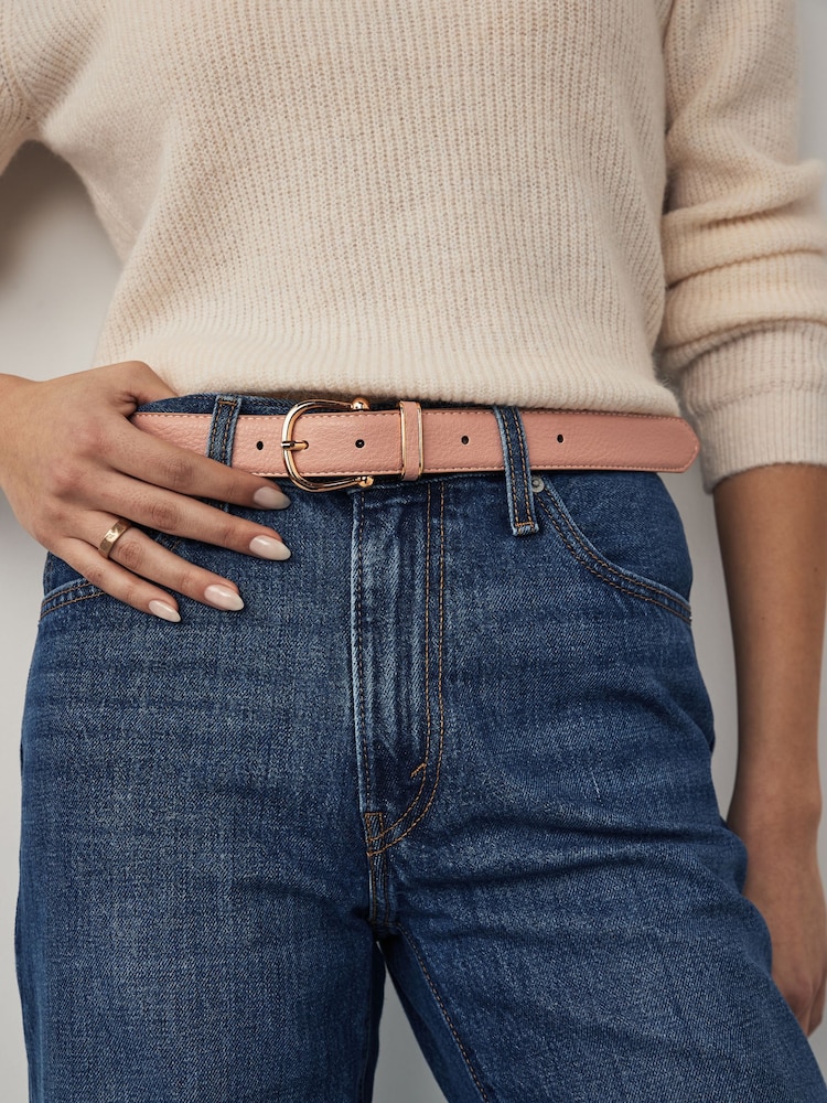 Rose Pink Essential PU Jeans Belt - Image 1 of 4