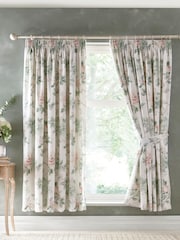 Appletree Green Campion Pencil Pleat 100% Cotton Curtains - Image 1 of 3
