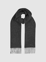 Reiss Charcoal Picton Cashmere Blend Scarf - Image 3 of 4