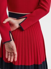 Reiss Red Mia Junior Knitted Polo Skater Dress - Image 6 of 7