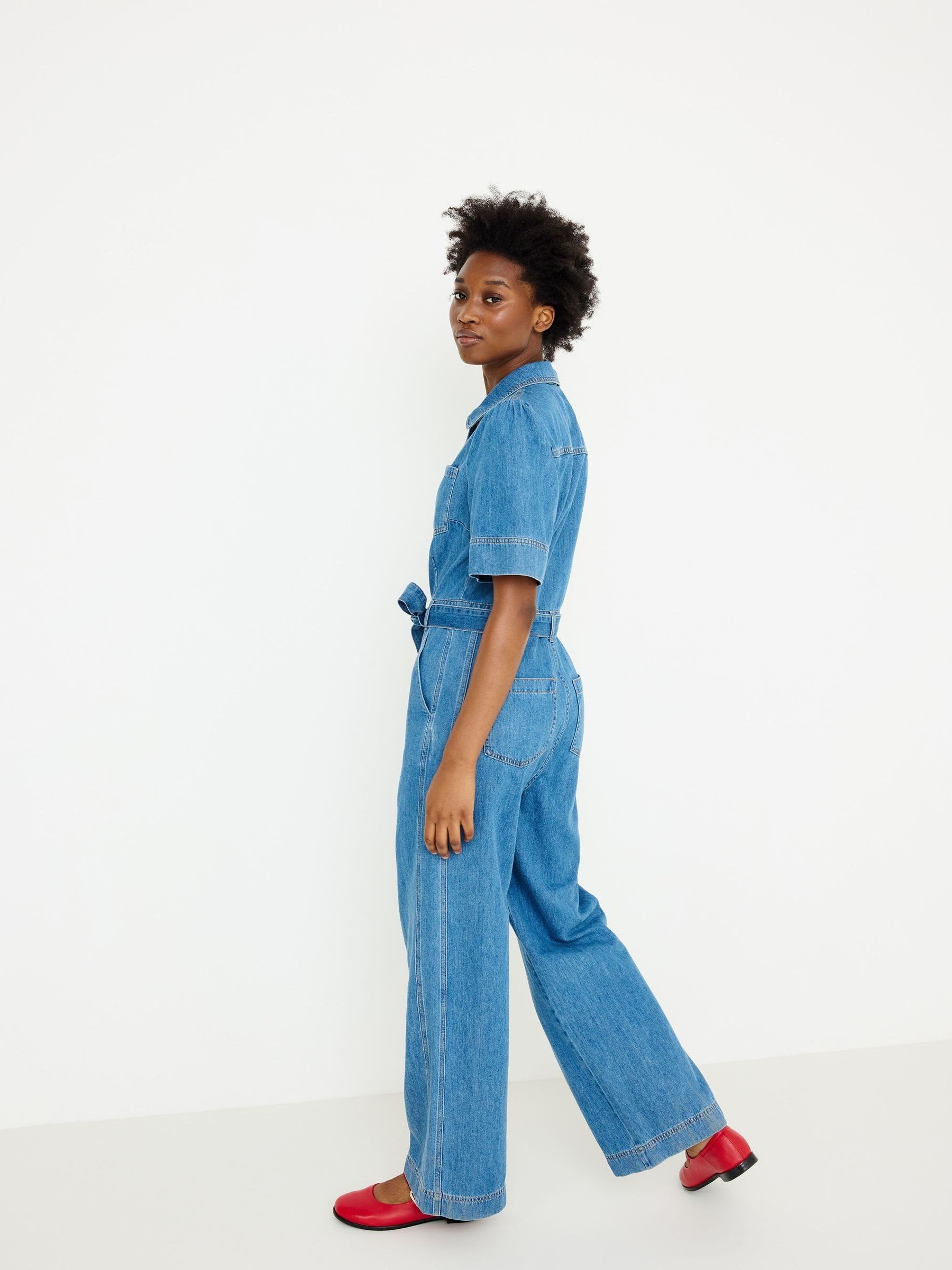 Buy Oliver Bonas Blue Light Blue Denim Zip Up Short Sleeve