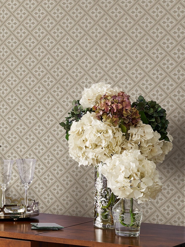 Laura Ashley Dove Grey Mr Jones A4 Wallpaper Sample - Image 1 of 2