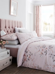 Catherine Lansfield Pink Canterbury Glitter Print Duvet Cover and Pillowcase Set - Image 1 of 1