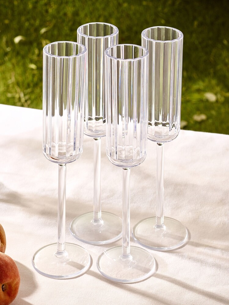 Clear Hollis Plastic Picnic Drinkware Set of 4 Flute Glasses - Image 2 of 4 Clear Hollis Plastic Picnic Drinkware Set of 4 Flute Glasses - Image 2 of 4