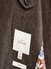 Brown Slim Fit Signature Leomaster Italian 100% Linen Suit Jacket - Image 11 of 12