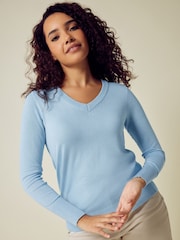 M&Co Light Blue V-Neck T-Shirt - Image 1 of 5