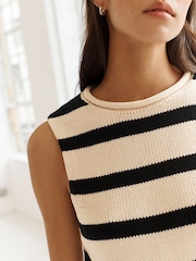 Neutral/Black Stripe Roll Edge Tank - Image 3 of 6