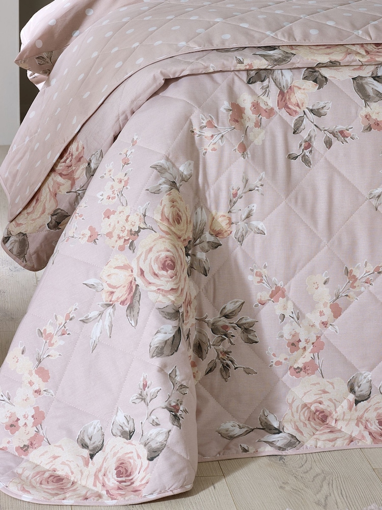 Colcha acolchoada floral reversível Canterbury Catherine Lansfield - Imagem 1 de 4