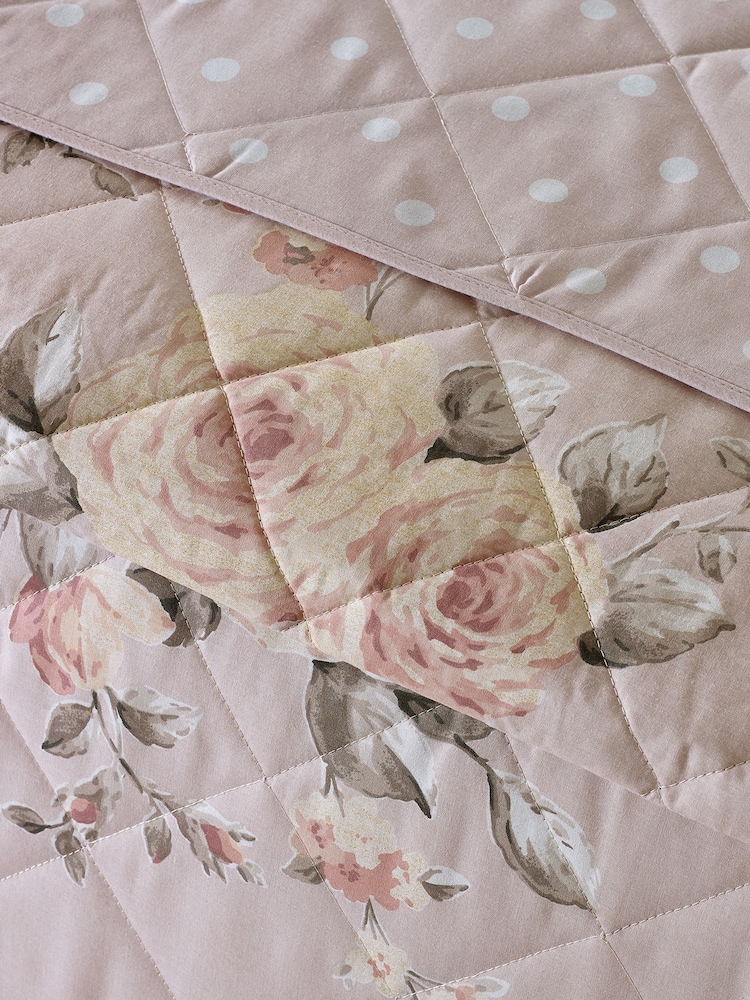 Colcha acolchoada floral reversível Canterbury Catherine Lansfield - Imagem 2 de 4