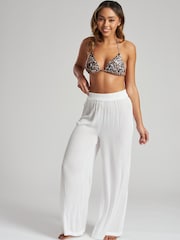 South Beach White Crinkle Vicose Wide Leg Trousers - Image 5 of 5