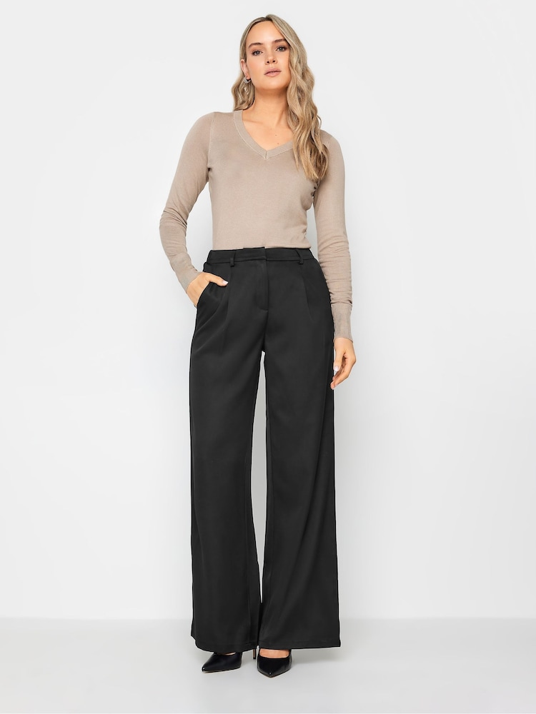 Long Tall Sally Black Tailored Wide Leg Trousers - Image 1 of 5