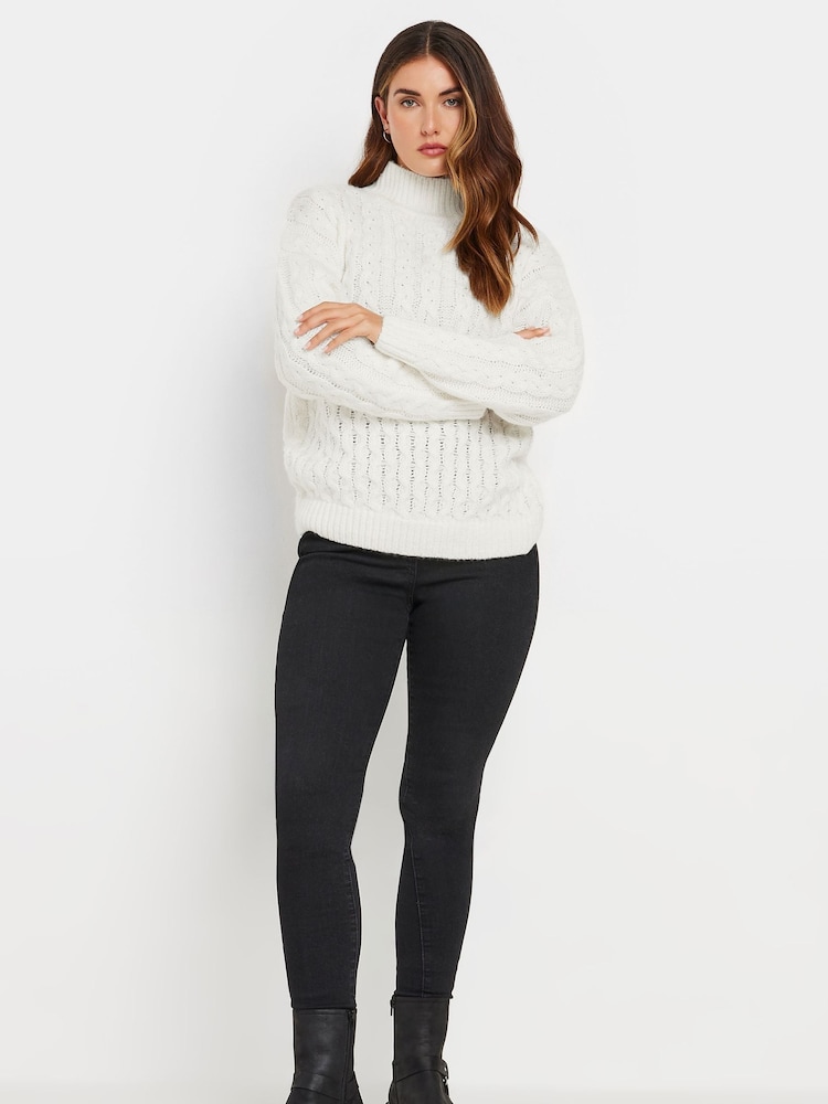 Long Tall Sally White Cable Drop Shoulder Jumper - Image 2 of 5