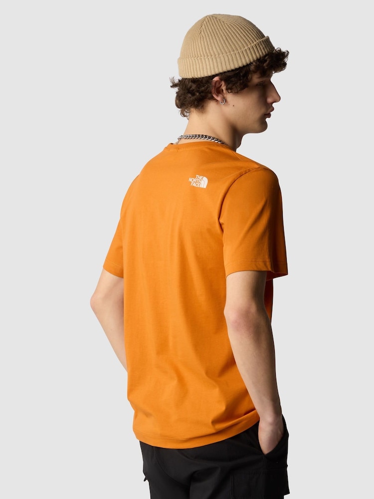The North Face Orange Mens Mountain Line Short Sleeve 100% Cotton T-Shirt - Image 2 of 3