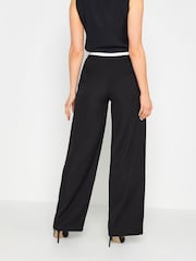 Long Tall Sally Black Contrast Waistband Wide Leg Trousers - Image 2 of 4