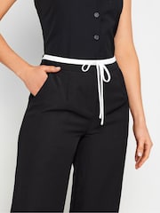Long Tall Sally Black Contrast Waistband Wide Leg Trousers - Image 4 of 4