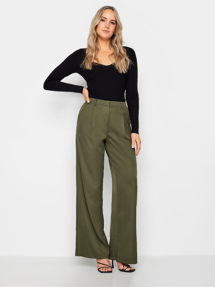 Long Tall Sally Green Tailored Wide Leg Trousers - Image 1 of 5