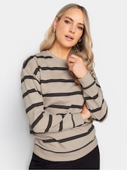 Long Tall Sally Black Crew Neck Stripe Sweatshirt - Image 1 of 4