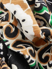 Black Palm Print V-Neck Bubble Hem Top - Image 6 of 6