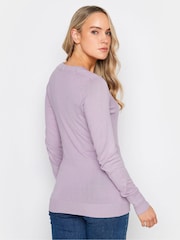 Long Tall Sally Purple Fine Gauge V-Neck Jumper - Image 2 of 3