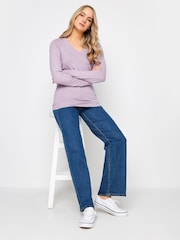 Long Tall Sally Purple Fine Gauge V-Neck Jumper - Image 3 of 3