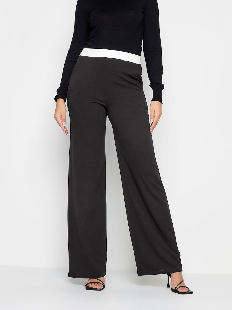 Long Tall Sally Black Contrast Trousers - Image 1 of 4