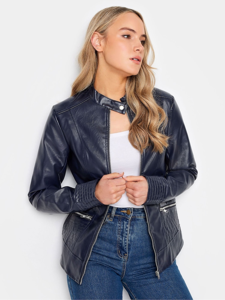 Long Tall Sally Blue Funnel Neck Jacket - Image 1 of 4
