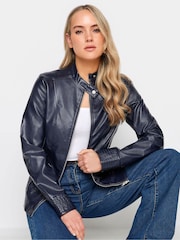 Long Tall Sally Blue Funnel Neck Jacket - Image 4 of 4