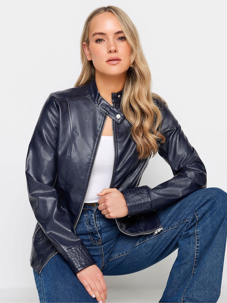 Long Tall Sally Blue Funnel Neck Jacket - Image 4 of 4