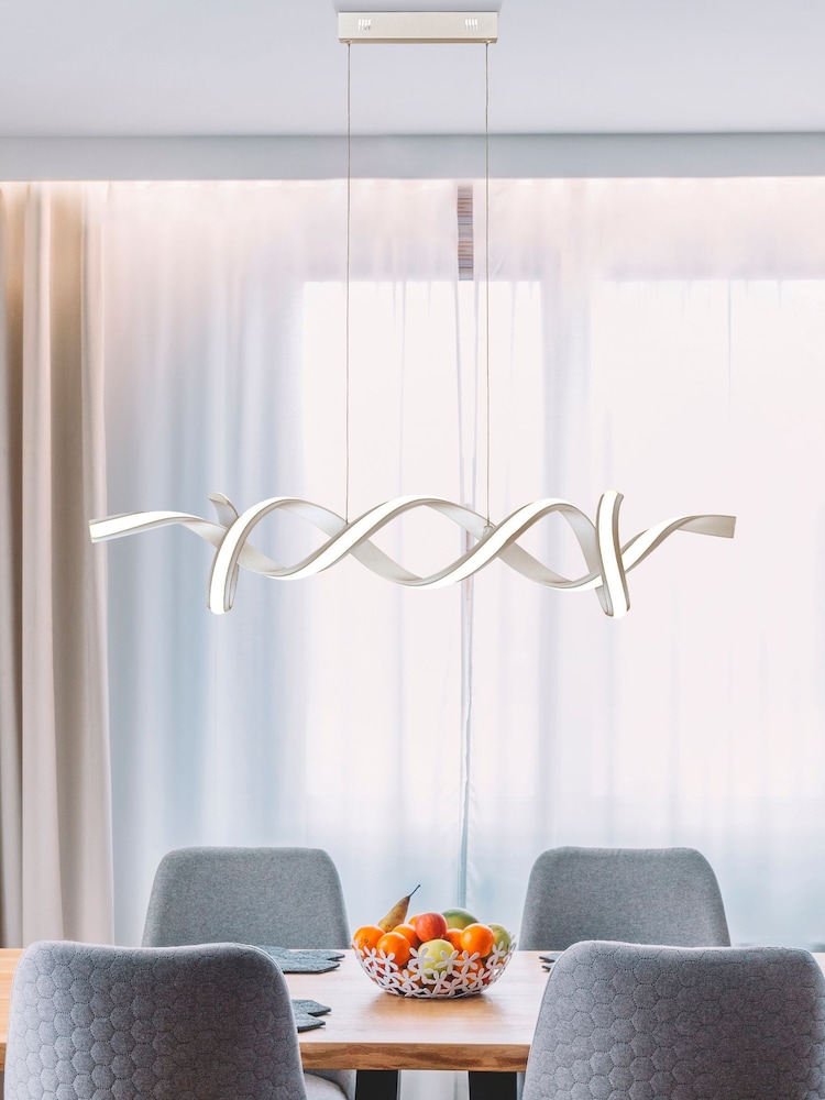 Searchlight Silver Burdock Satin Opal LED Pendant Ceiling Light - Image 1 of 3 Searchlight Silver Burdock Satin Opal LED Pendant Ceiling Light - Image 1 of 3