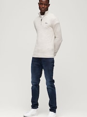 Grau - Superdry Essential Henley-Strickpullover mit Stickerei - Bild 2 von 6