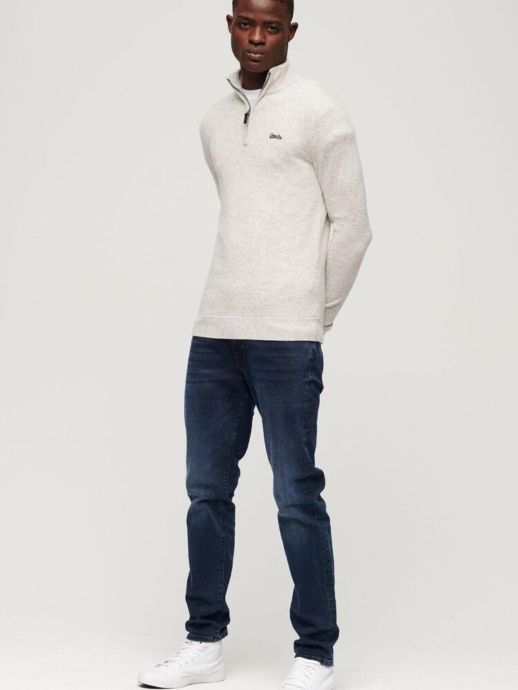 Grau - Superdry Essential Henley-Strickpullover mit Stickerei - Bild 2 von 6
