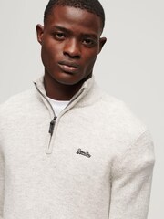 Grau - Superdry Essential Henley-Strickpullover mit Stickerei - Bild 3 von 6