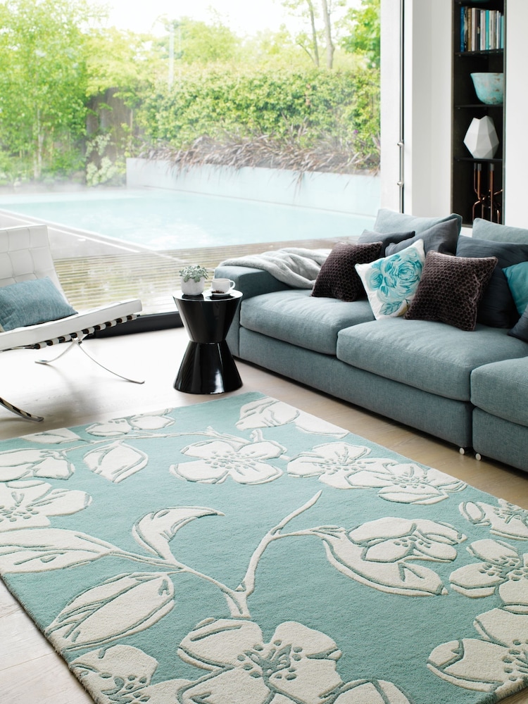 Asiatic Rugs Blue Matrix Floral Wool Rich Rug - Image 1 of 4