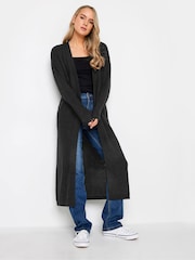 Long Tall Sally Black Longline Ribbed Cardigan - Image 1 of 4