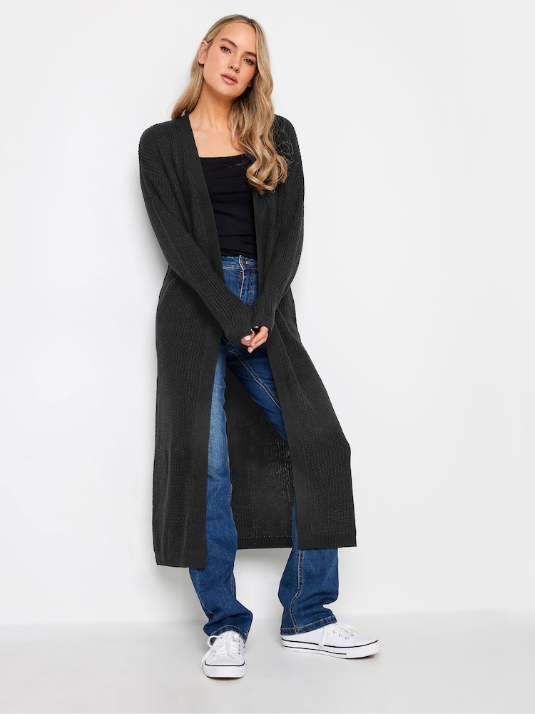 Long Tall Sally Black Longline Ribbed Cardigan - Image 1 of 4