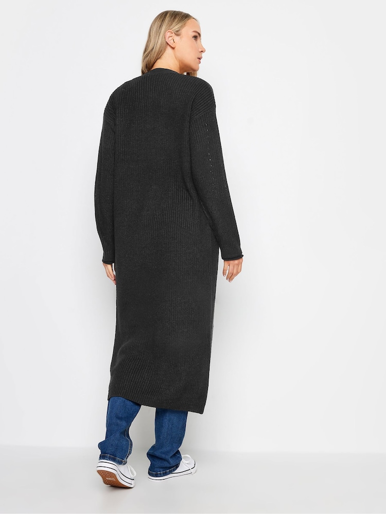 Long Tall Sally Black Longline Ribbed Cardigan - Image 2 of 4