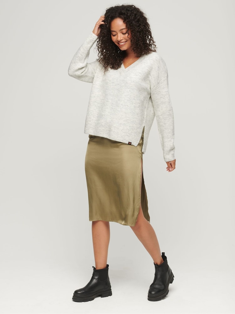 Grau - Superdry Oversize-Pullover mit V-Ausschnitt - Bild 2 von 6