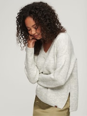 Grau - Superdry Oversize-Pullover mit V-Ausschnitt - Bild 3 von 6