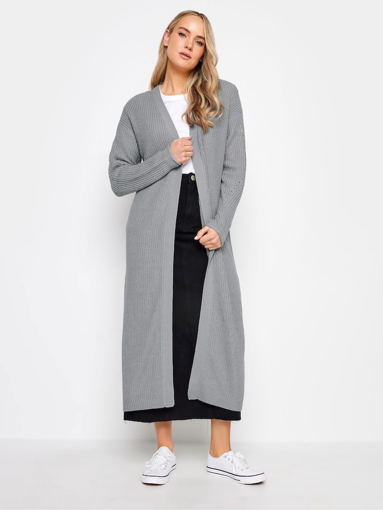 Long Tall Sally Grey Longline Ribbed Cardigan - Image 1 of 4