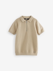Nevtralno - 100% Bombaž kratek rokav; s kratkimi rokavi Bubble Texture polo majice (3-16yrs) - Slika 1 iz 3
