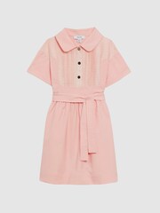 Reiss Pink Wren 4-9 yrs Collared Belted Short Sleeve Dress - Image 2 of 5