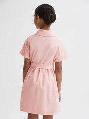 Reiss Pink Wren 4-9 yrs Collared Belted Short Sleeve Dress - Image 4 of 5