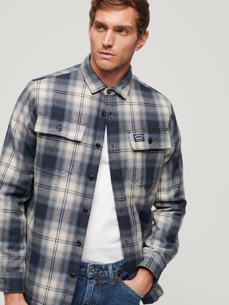 Синий - Рубашка Superdry шерсти Miller - Изображение 1 из 3 Синий - Рубашка Superdry шерсти Miller - Изображение 1 из 3