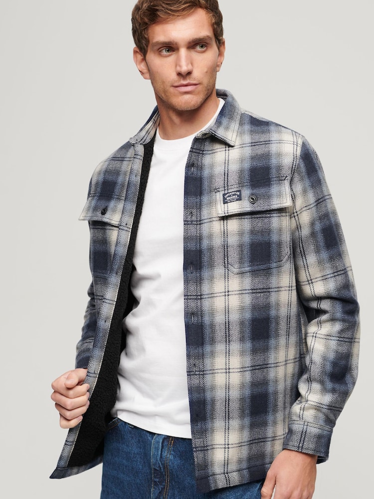 Superdry Blue Wool Miller Overshirt - Image 2 of 3