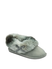 Dunlop Grey Ladies Faux Fur Full Slippers - Image 1 of 4